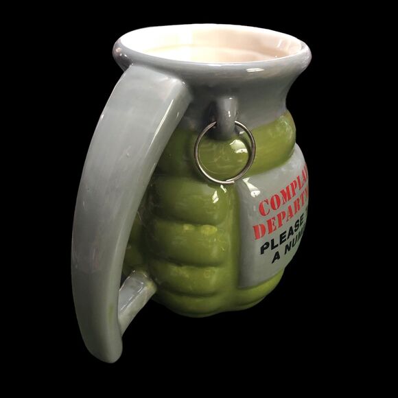 Funny Graphic Grenade Shaped Drinking Cup, Comical Beverage Mug, Military, Manly - Picture 3 of 8